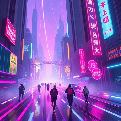 Concept art of the upcoming mobile game 'Neon Runners'